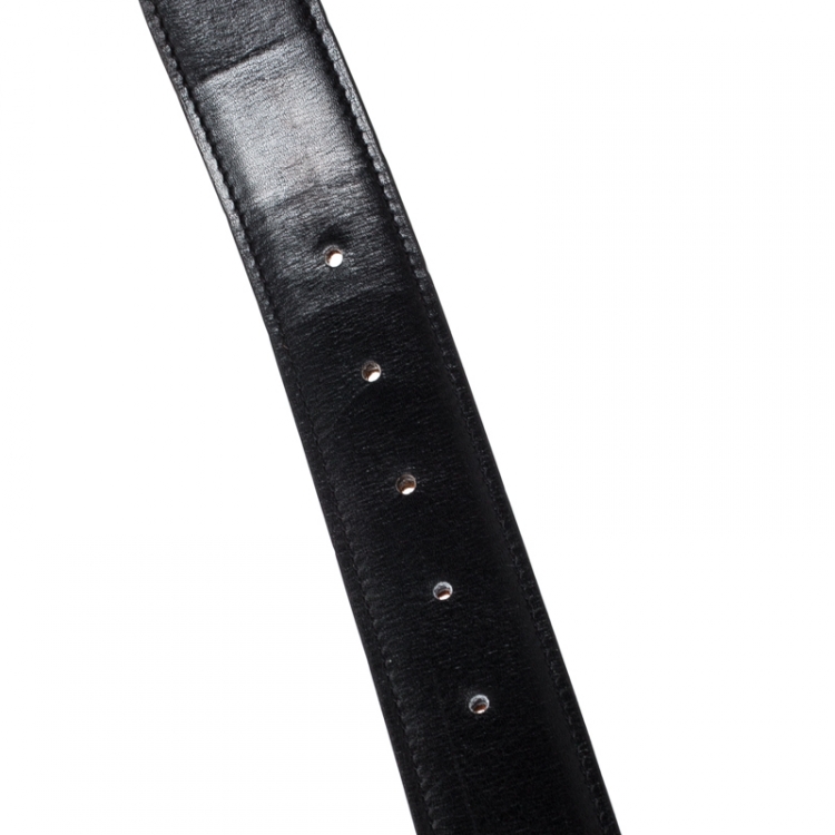 Pre Owned Hermès Black/Brown Leather Reversible Gold Grooved Finished H Buckle Belt 85cm