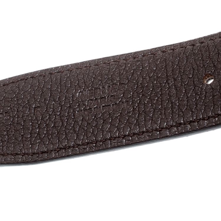 Pre Owned Hermes Black Leather H Buckle Reversible Belt 95CM