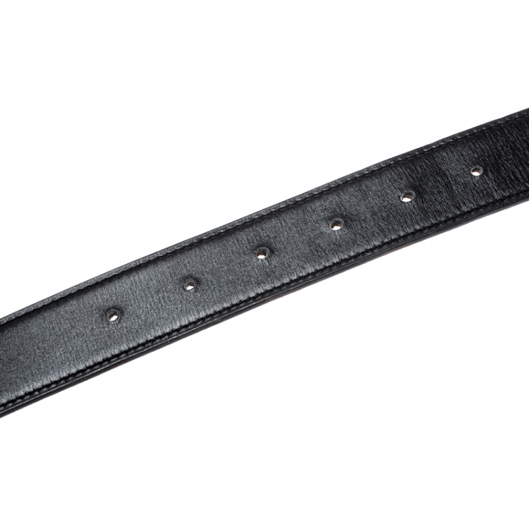 Pre Owned Hermes Black Leather H Buckle Reversible Belt 95CM