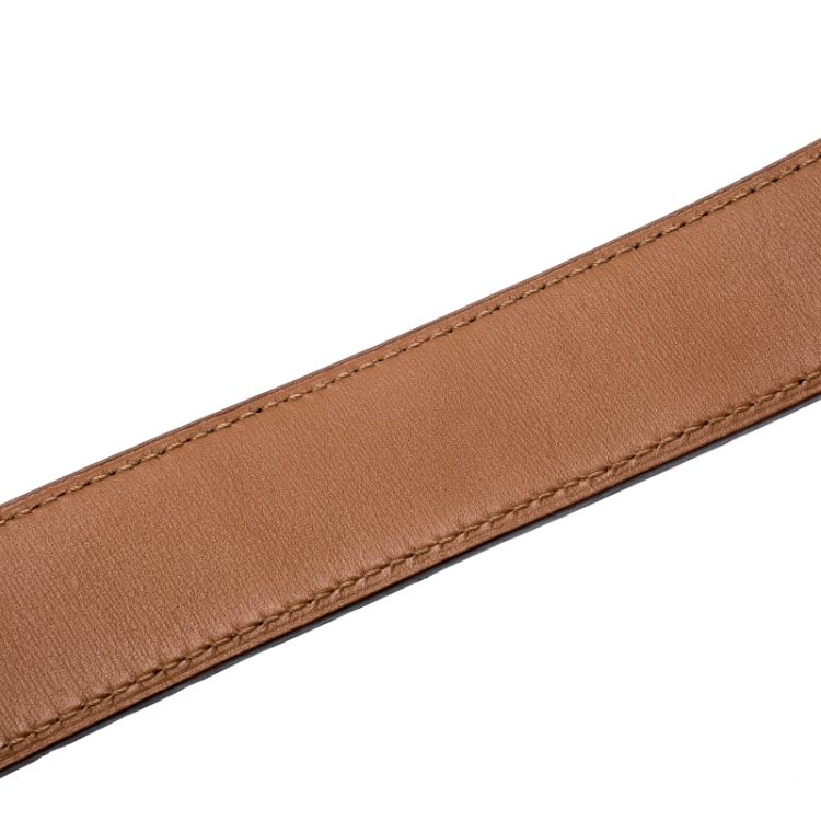 Pre Owned Hermes Orange Crocodile and Swift Leather Constance 2 Guillochee Finish H Buckle Belt 85CM
