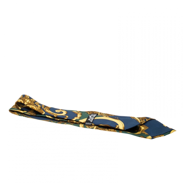 Pre Owned Hermes Multicolor Baroque Print Silk Tie