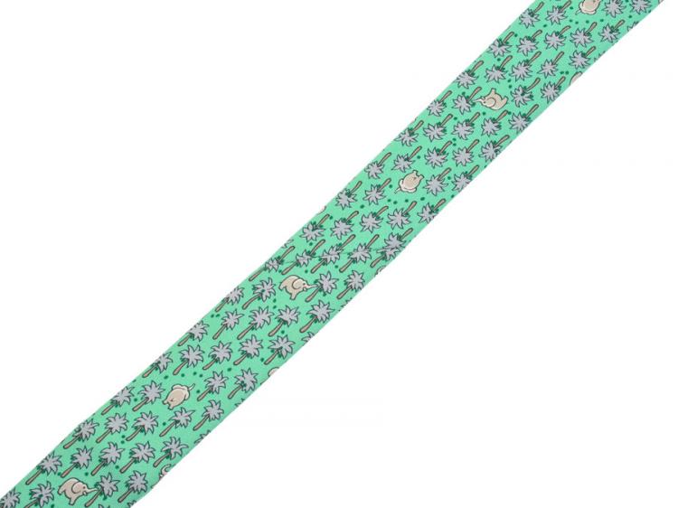 Pre Owned Hermes Light Green Silk Elephant Pattern Tie