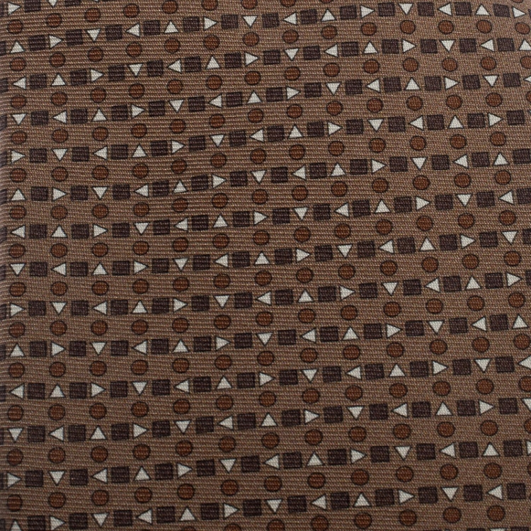 Pre Owned Hermes USB Beige Geometric Print Silk Tie