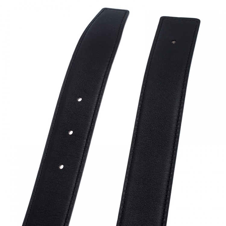 Pre Owned Hermes Black/Tan Togo Leather Reversible Belt Strap 95CM    