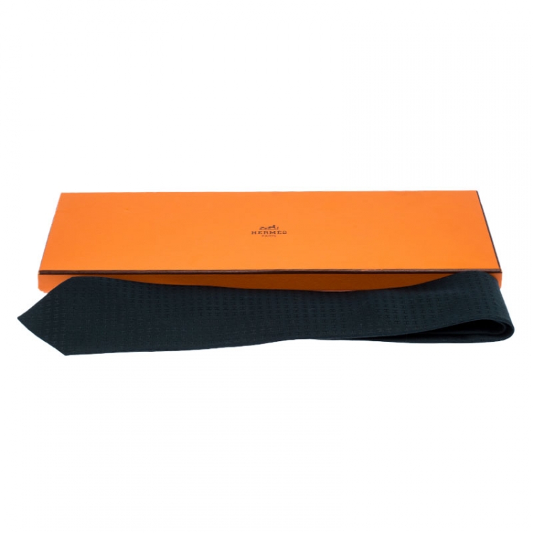 Pre Owned Hermès Green Faconee H Classic Silk Jacquard Tie