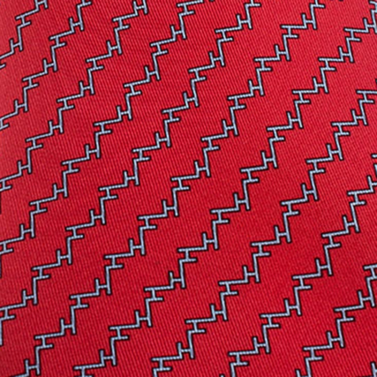Pre Owned Hermès Red Geometric H Print Silk Tie