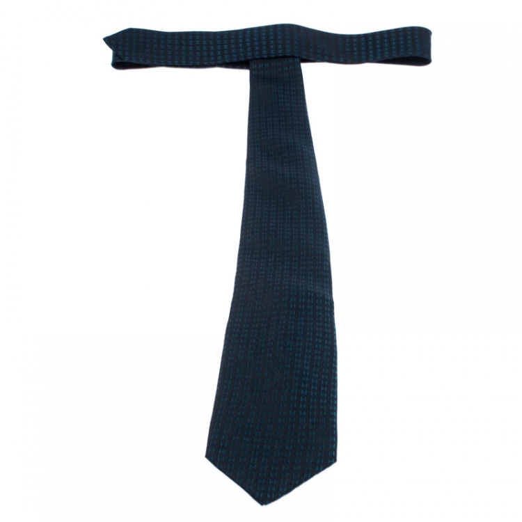 Pre Owned Hermes Bicolor Faconnee H Jacquard Classic Silk Tie