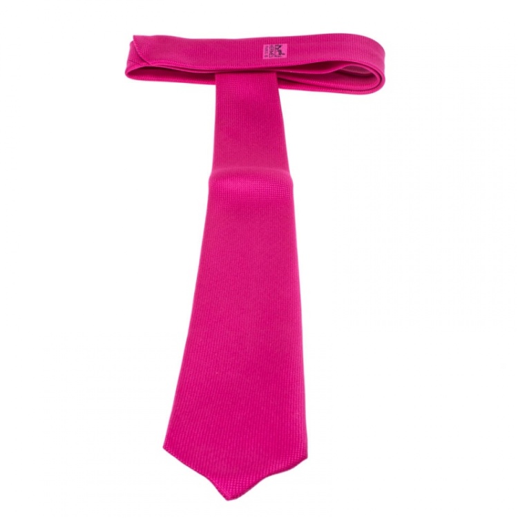 Pre Owned Hermès Fuchsia Pink Nattée de Soie Tie 