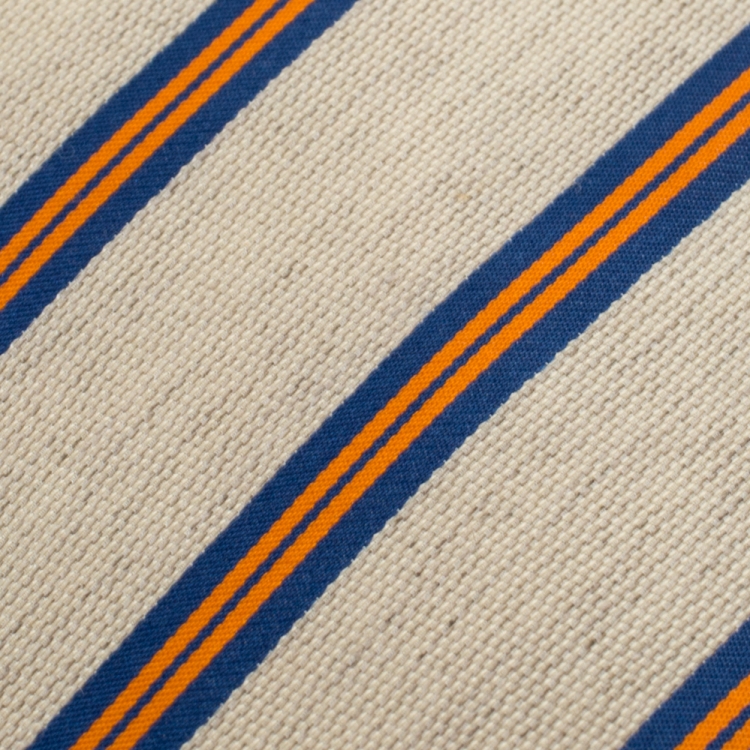 Pre Owned Hermès Cream Diagonal Striped Silk and Linen Tie