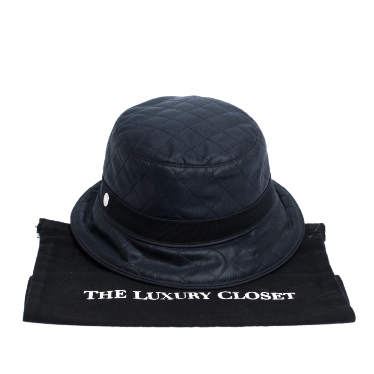 Pre Owned Hermes Navy Blue Quilted Bucket Hat