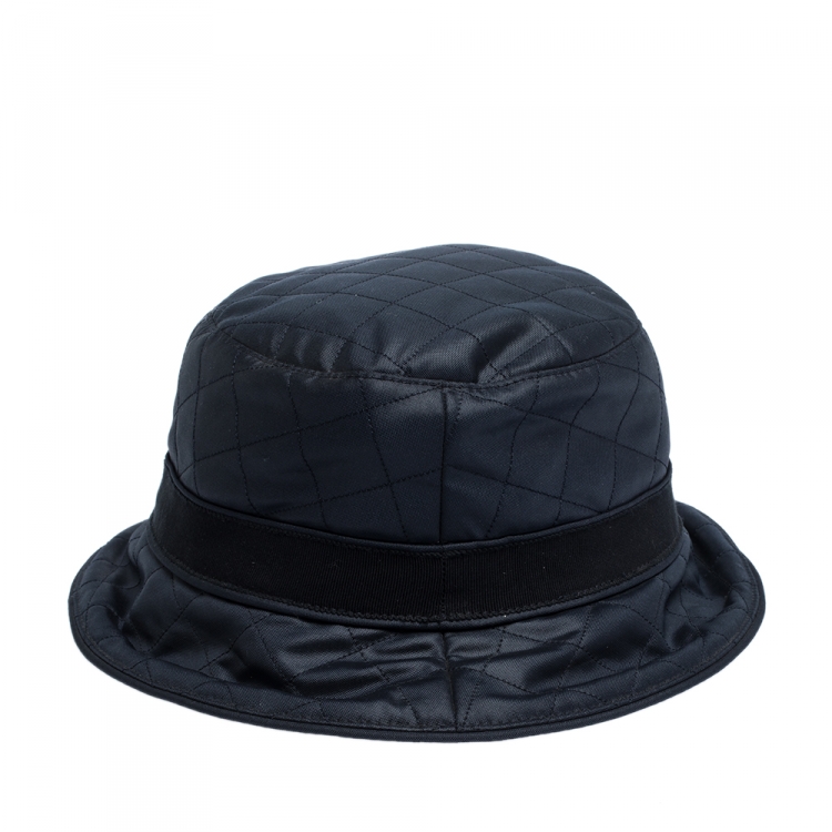 Pre Owned Hermes Navy Blue Quilted Bucket Hat
