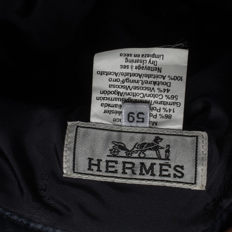 Pre Owned Hermes Navy Blue Quilted Bucket Hat
