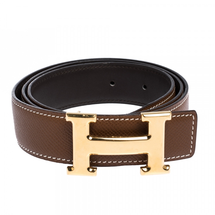 Reversible Belt Leather Belt Epsom Taupe 32mm 1.25 With 