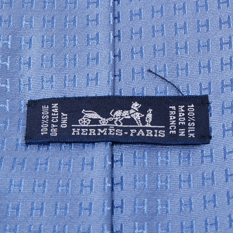 Pre Owned Hermès Blue Faconnee H Jacquard Silk Tie