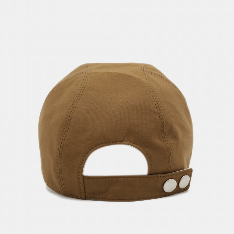 Pre Owned Hermes Brown Logo Detail Cotton Cap 