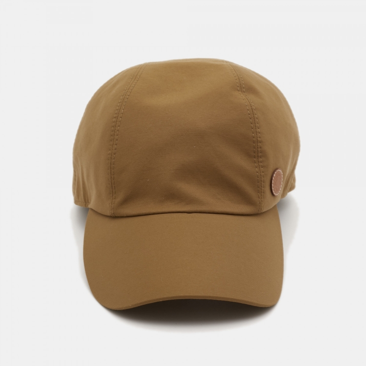 Pre Owned Hermes Brown Logo Detail Cotton Cap 