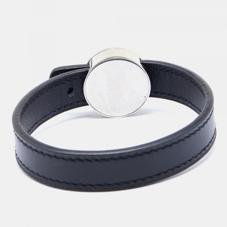 Pre Owned Hermès Black/Brown Leather Interchangeable Looping Wrap Bracelet S