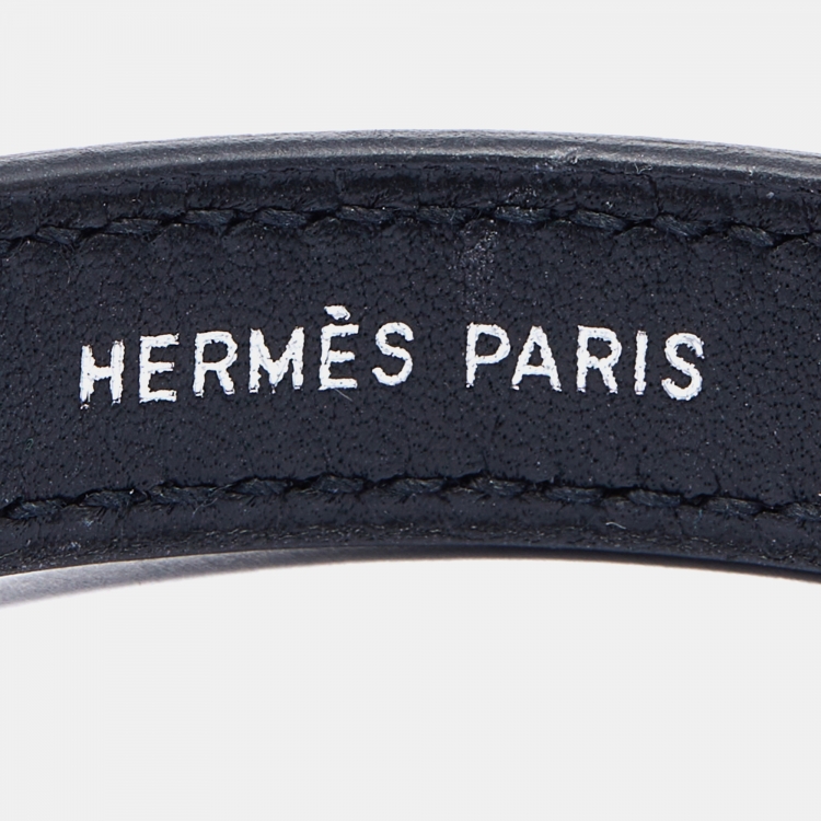 Pre Owned Hermès Black/Brown Leather Interchangeable Looping Wrap Bracelet S
