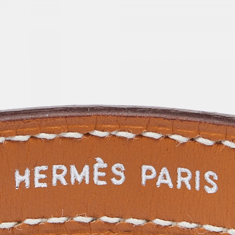 Pre Owned Hermès Black/Brown Leather Interchangeable Looping Wrap Bracelet S