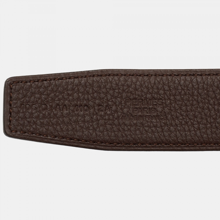 Pre Owned Hermès Black/Moka Chamonix and Togo Leather H Buckle Belt 110CM
