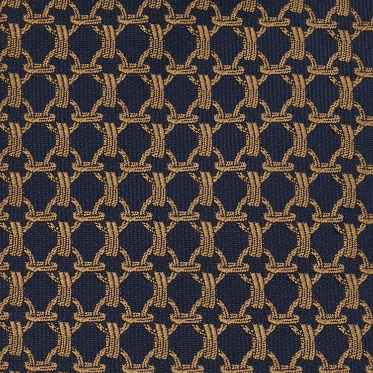 Pre Owned Hermes Navy Blue/Gold Jacquard Silk Tie
