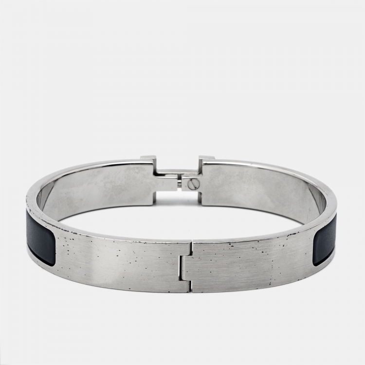 Pre Owned Hermes Clic HH Enamel Palladium Plated Bracelet