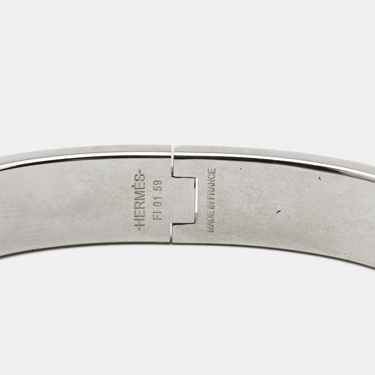 Pre Owned Hermes Clic HH Enamel Palladium Plated Bracelet