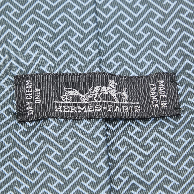 Pre Owned Hermès Blue H Printed Silk Tie