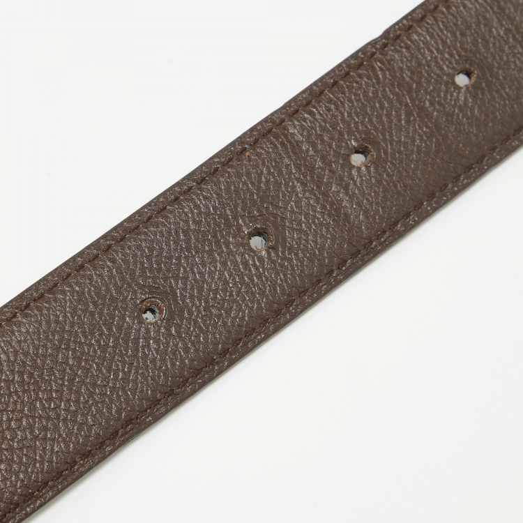 Pre Owned Hermes Black Epsom and Swift Leather H Buckle Belt 95CM