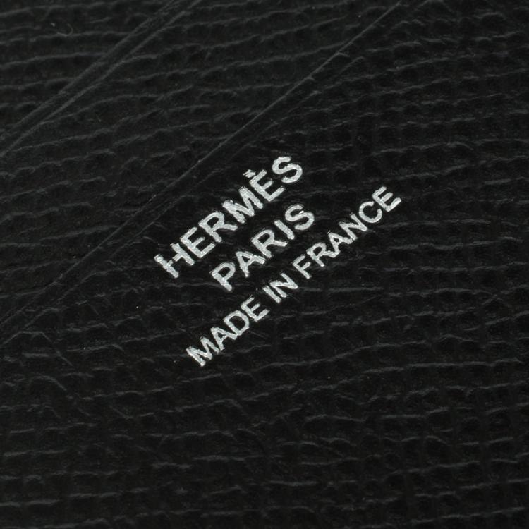 Pre Owned Hermes Black Leather Card Holder 