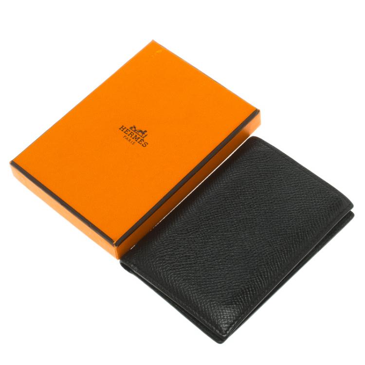 Pre Owned Hermes Black Leather Card Holder 