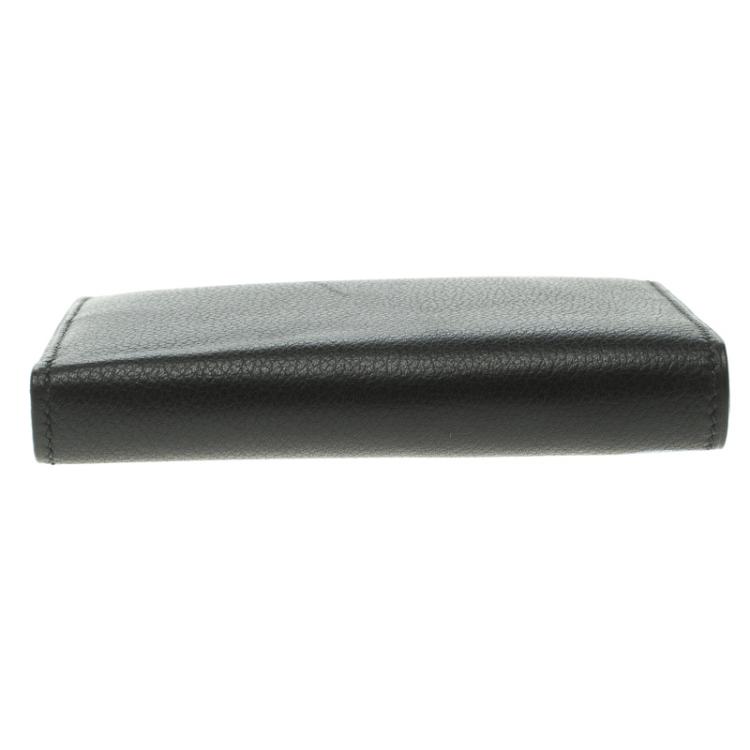 Pre Owned Hermes Black Evergrain Calfskin Leather Bi Fold Wallet