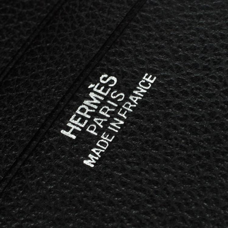 Pre Owned Hermes Black Evergrain Calfskin Leather Bi Fold Wallet