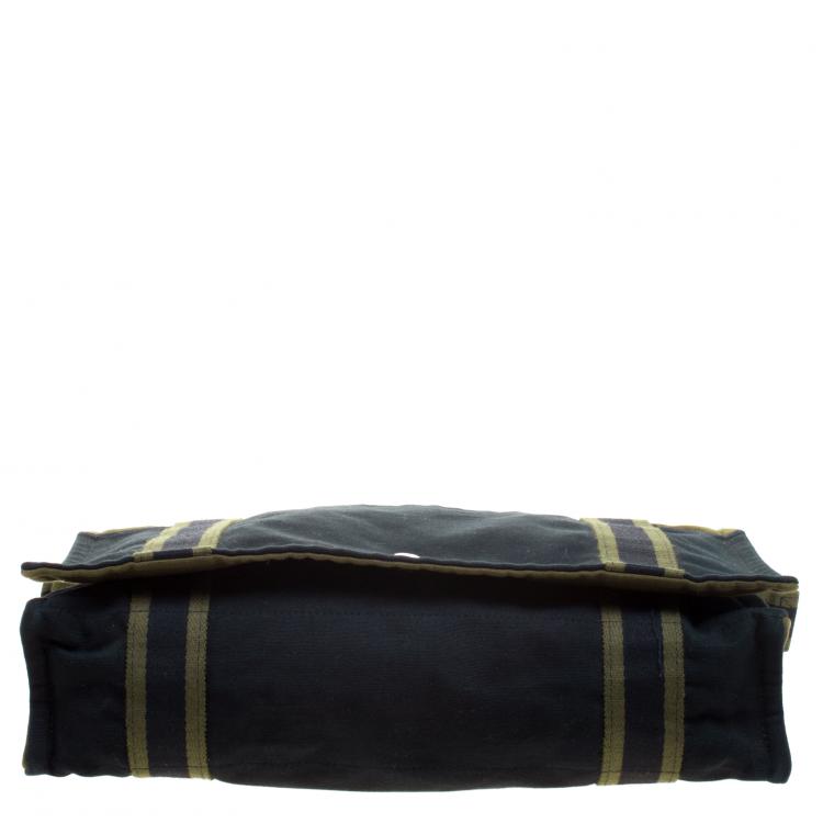 Pre Owned Hermes Black/Green Canvas Fourre Tout Besace Messenger Bag