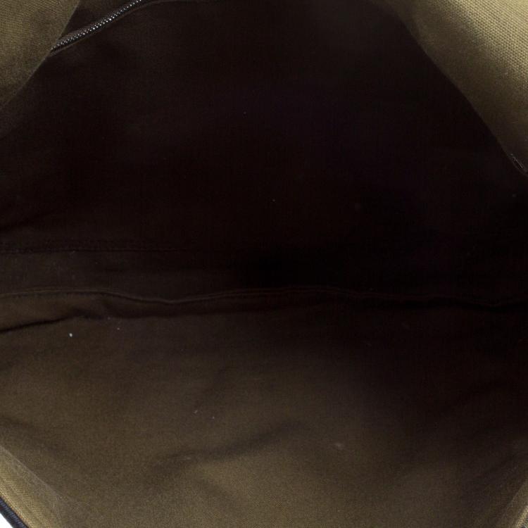 Pre Owned Hermes Black/Green Canvas Fourre Tout Besace Messenger Bag