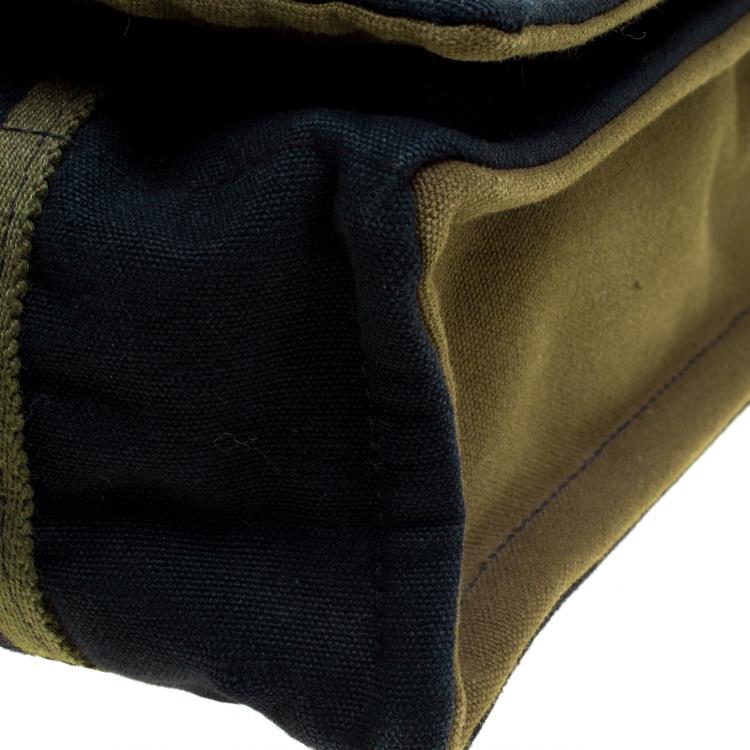 Pre Owned Hermes Black/Green Canvas Fourre Tout Besace Messenger Bag