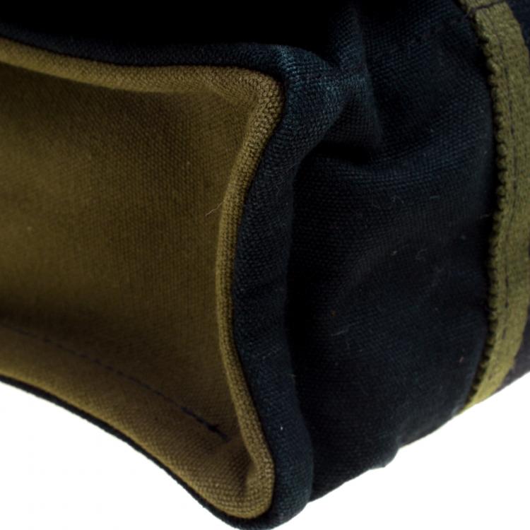 Pre Owned Hermes Black/Green Canvas Fourre Tout Besace Messenger Bag