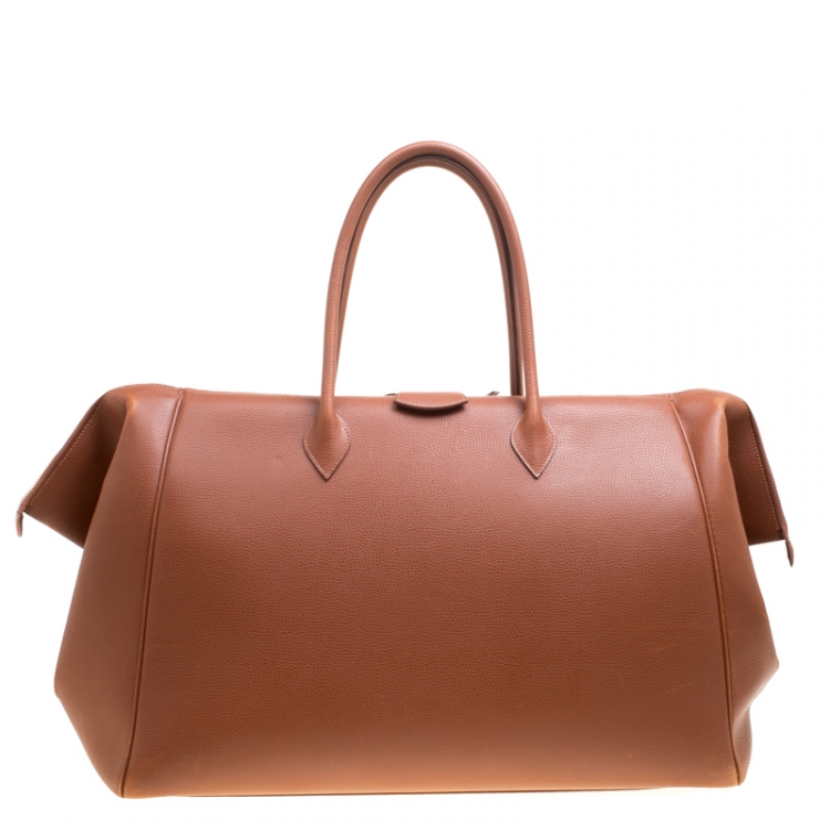 Pre Owned Hermes Brique Evergrain Leather Paris Bombay 50 Duffle Bag