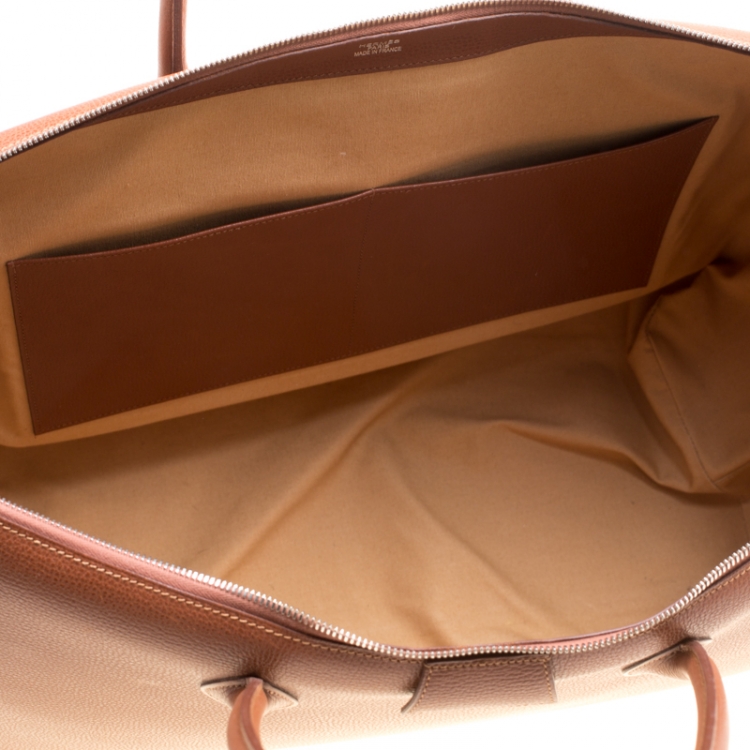 Pre Owned Hermes Brique Evergrain Leather Paris Bombay 50 Duffle Bag