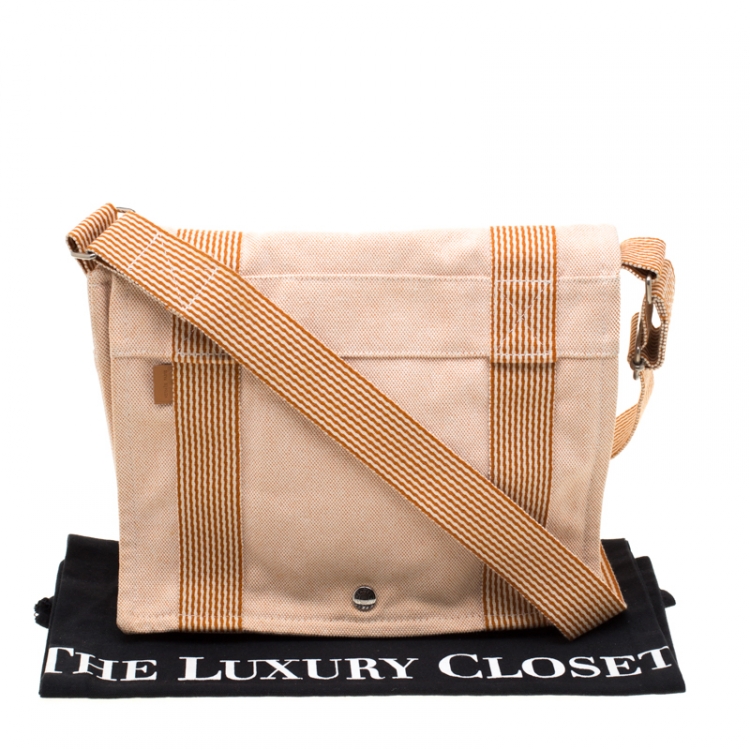 Pre Owned Hermes Orange Canvas Vassus Messenger Bag