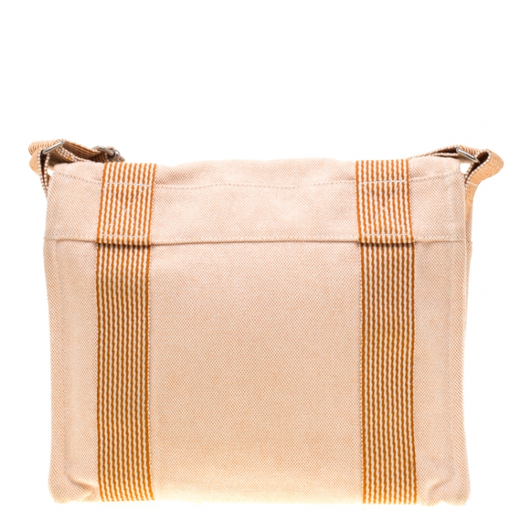 Pre Owned Hermes Orange Canvas Vassus Messenger Bag