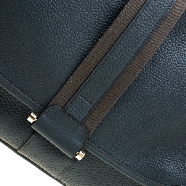 Pre Owned Hermes Blue Jean Togo leather Bourlingue Messenger Bag