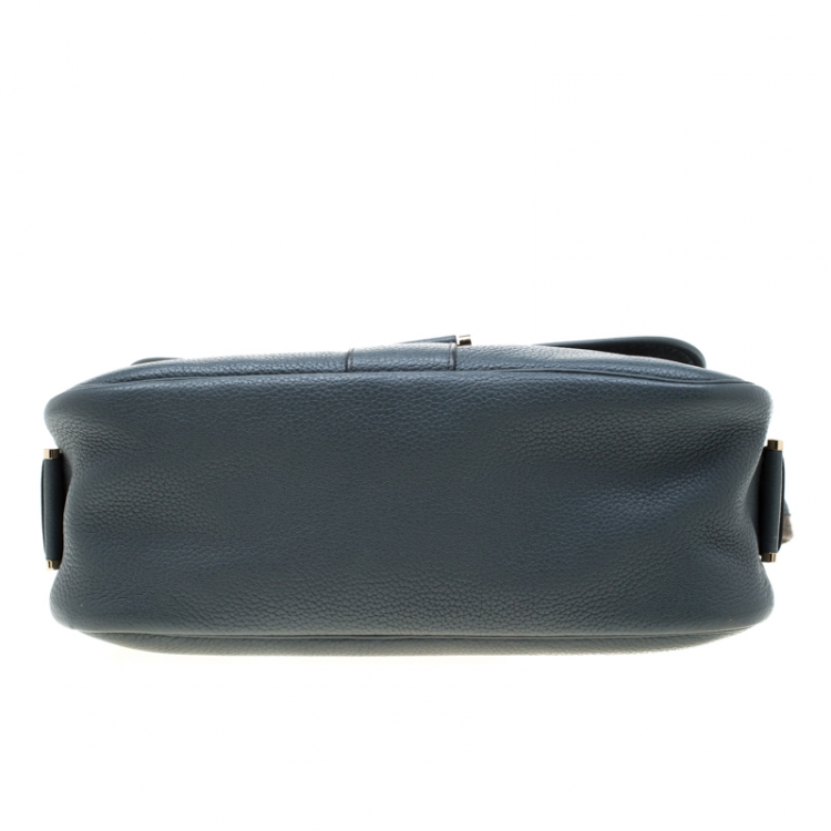 Pre Owned Hermes Blue Jean Togo leather Bourlingue Messenger Bag
