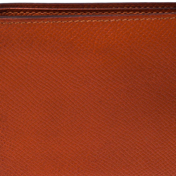 Pre Owned Hermes Orange Epsom Leather MC² Copernic Wallet