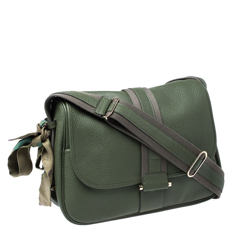 Pre Owned Hermes Canopee Clemence Leather Bourlingue Messenger Bag
