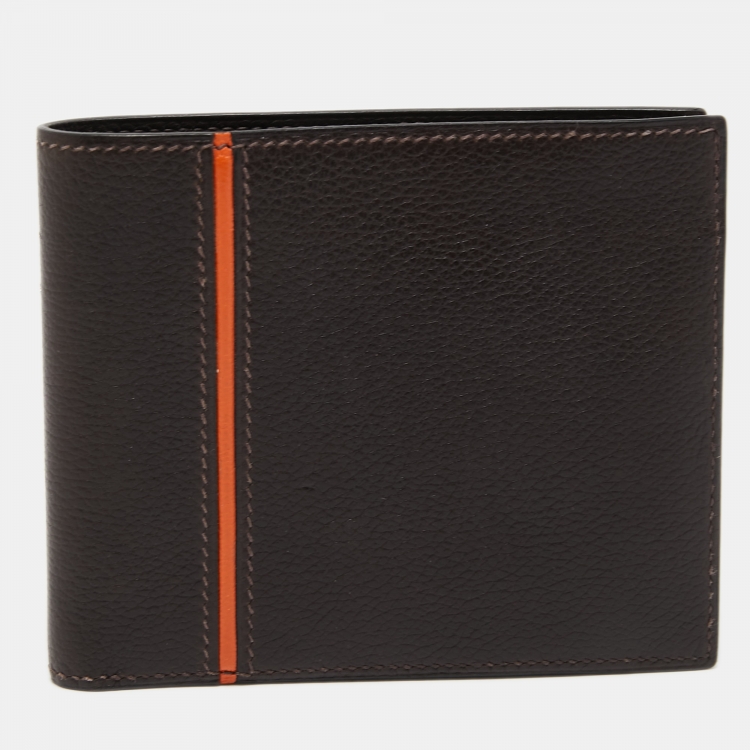 Pre Owned Hermès Chocolat/Orange Epsom Leather MC² Copernic Wallet