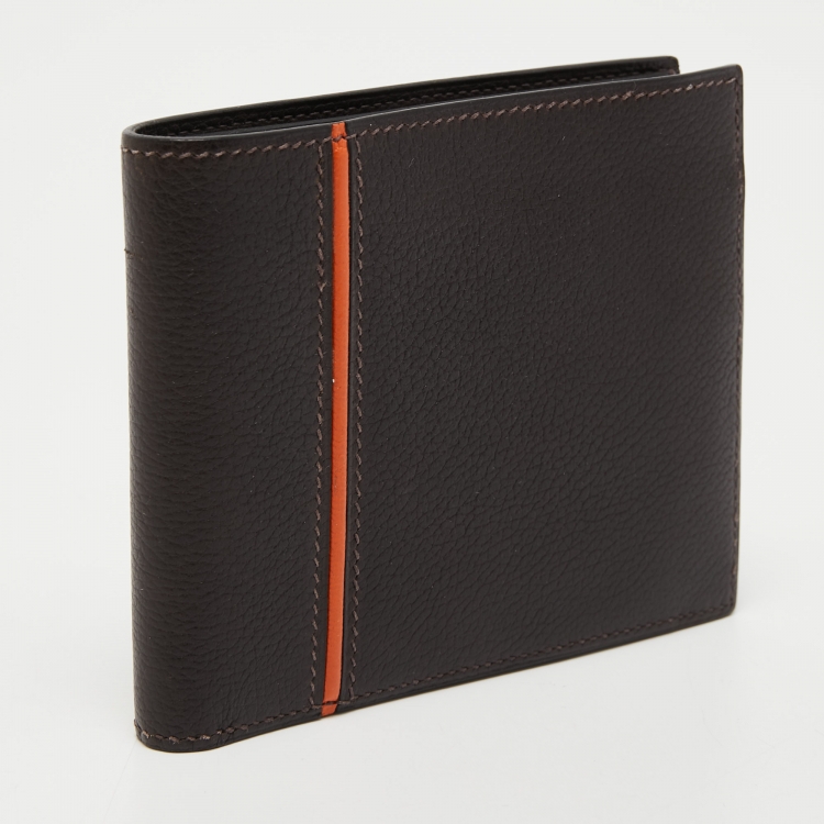 Pre Owned Hermès Chocolat/Orange Epsom Leather MC² Copernic Wallet