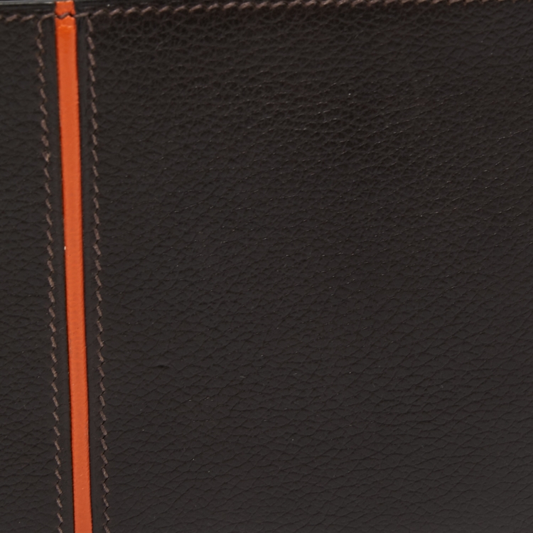 Pre Owned Hermès Chocolat/Orange Epsom Leather MC² Copernic Wallet