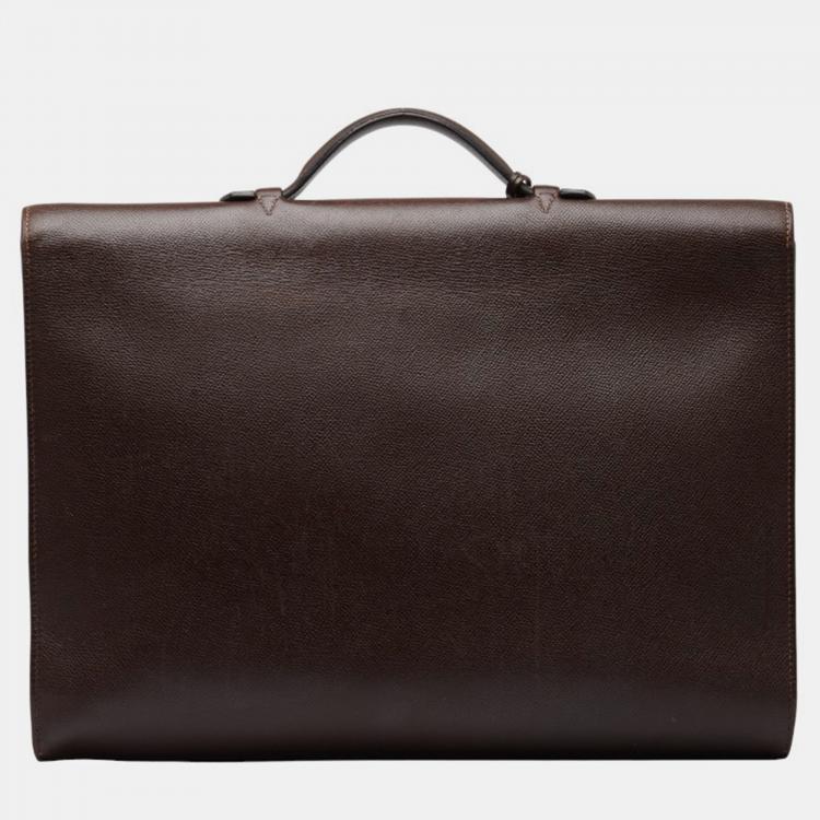 Pre Owned Hermes Brown Leather Togo Sac à Dépêches 38