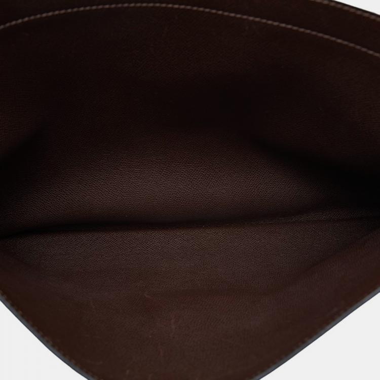 Pre Owned Hermes Brown Leather Togo Sac à Dépêches 38